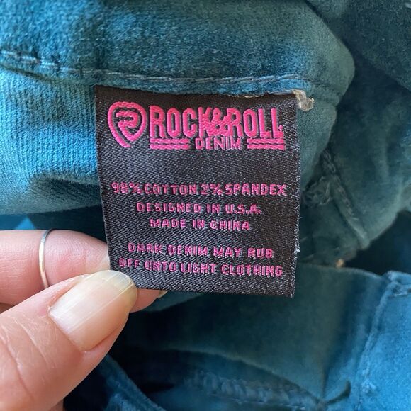 Rock And Roll Denim Velvet Bell Bottom Pants. Sapphire. Size 27/33. Festival. - Picture 8 of 12